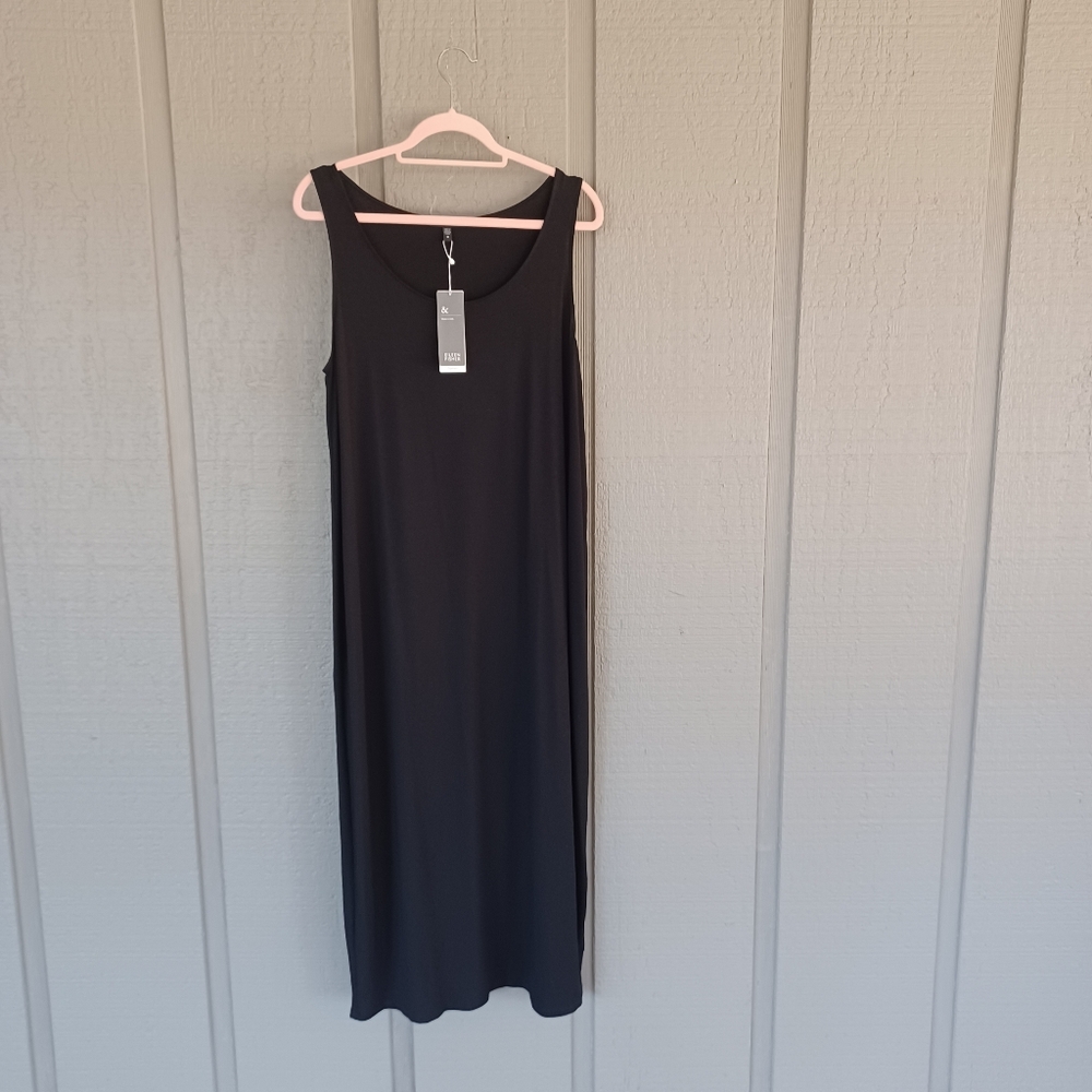Eileen Fisher Scoop Neck Tank Dress Size M Women Minimalist Stretch Pullover